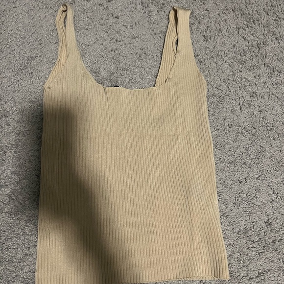Sandro Beige Ribbed Tank Top - Picture 3 of 6